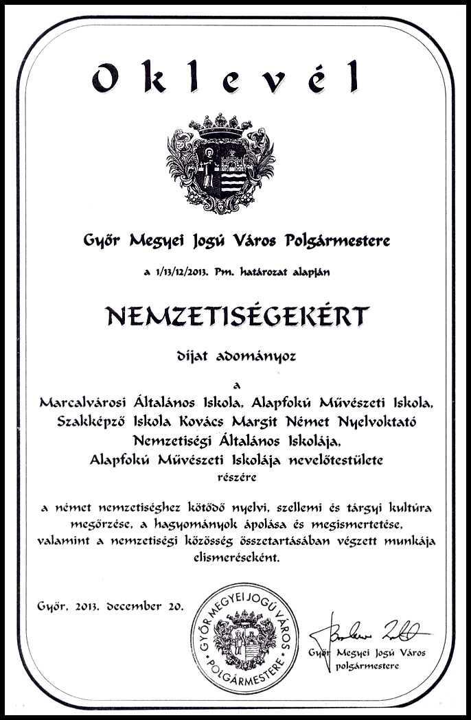 131223 oklevel nemzetiségekért